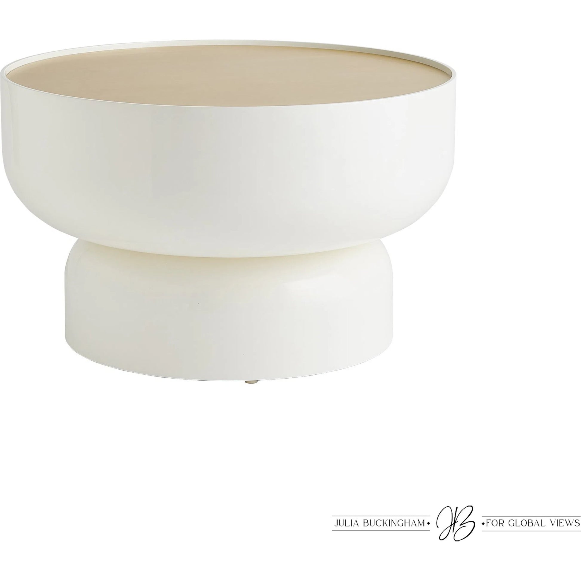 Three Kings Side Table by Global Views in gold, white, off-white and white lacquer. Made from unique in a transitional style.