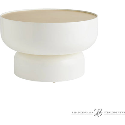 Three Kings Side Table by Global Views in gold, white, off-white and white lacquer. Made from unique in a transitional style.