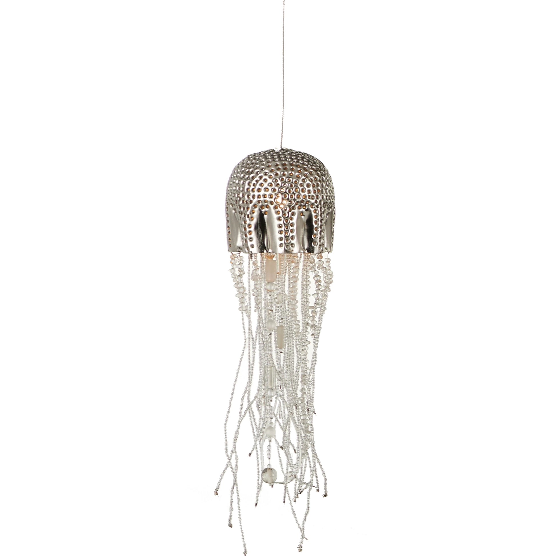 Medusa Round 7-LIGHT Multi-Drop Pendant by Currey and Company in nickel, silver. Made from nickel, steel, glass in a modern style.
