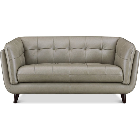Solana 2-Seat Leather Sofa by Hydeline in slate gray. Made from leather/split, solid hardwood kiln dried in a unique style.