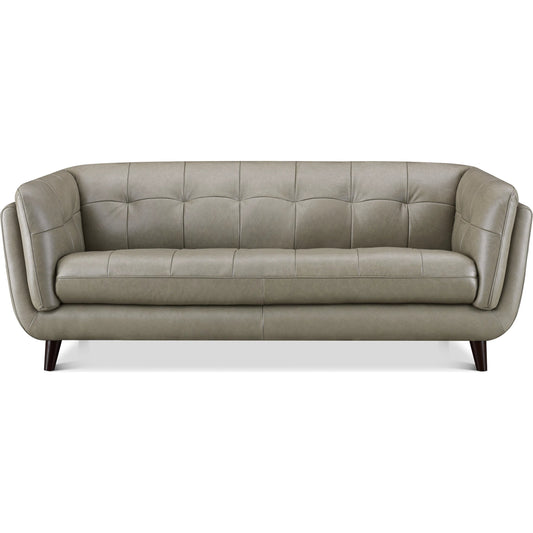 Solana 3-Seat Leather Sofa by Hydeline in slate gray. Made from leather/split, solid hardwood kiln dried in a unique style.