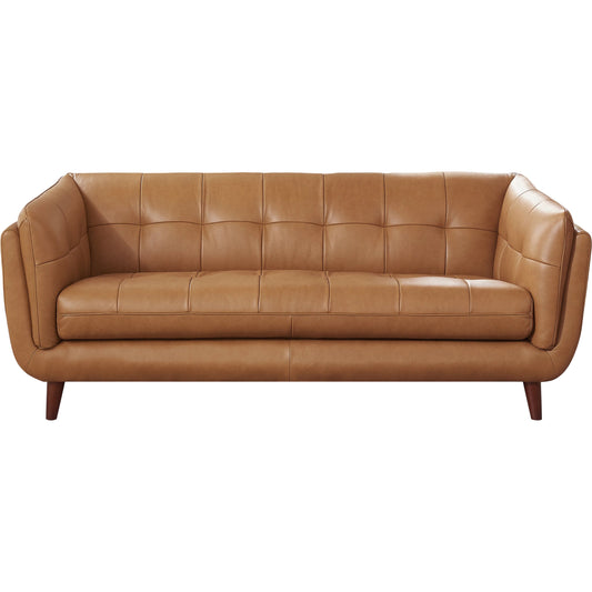 Solana Sofa by Hydeline in cinnamon brown. Made from leather in a traditional style.