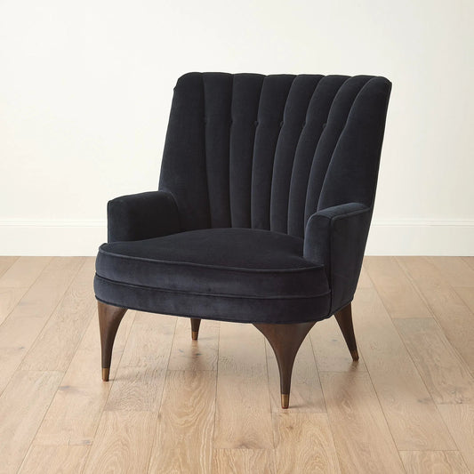 Duncan Chair by Global Views. Made from rubberwood, wood, fabric, 100% cotton velvet made in usa, double rub: 50, 000 in a transitional style.