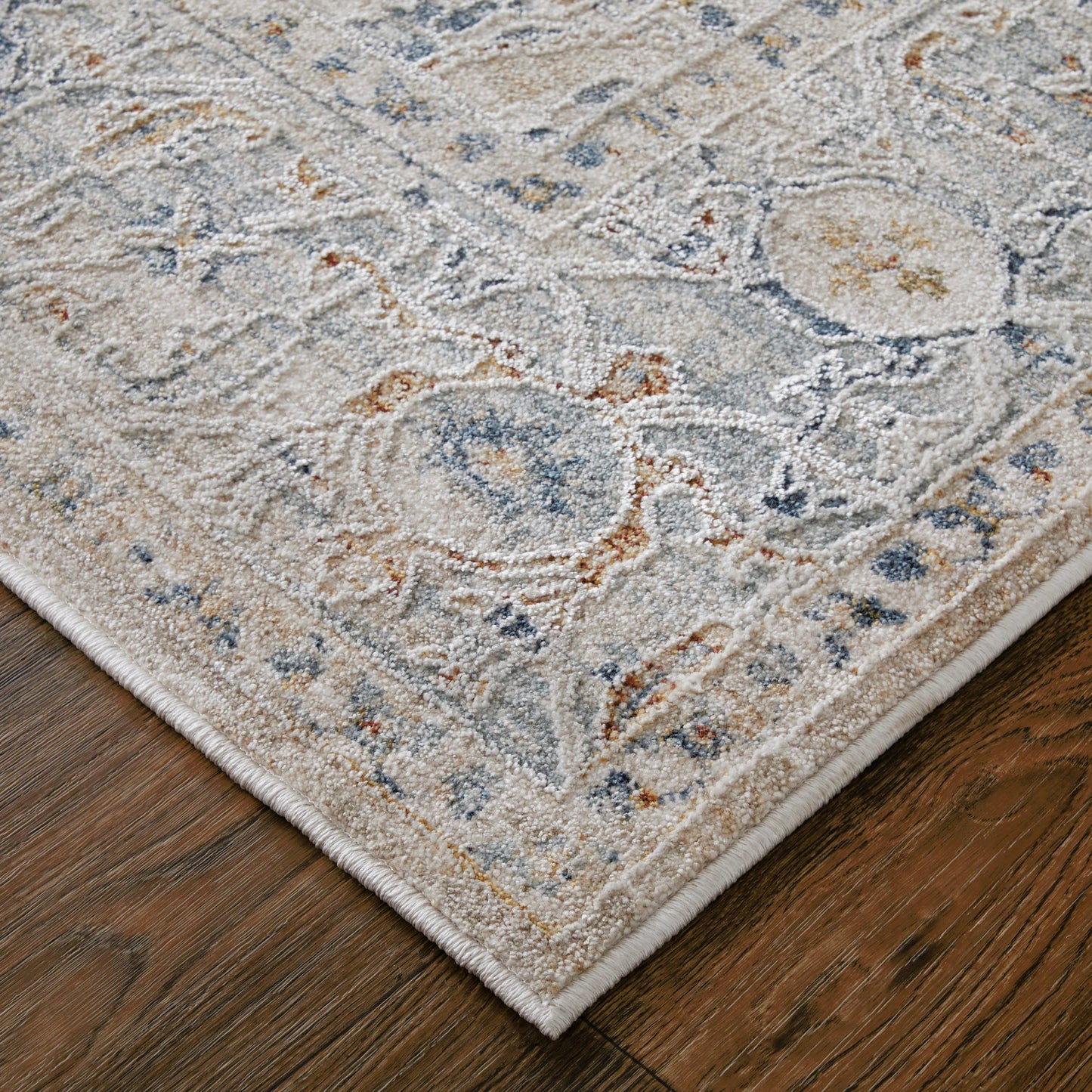 003 SI-2129582,SI-2129583,SI-2129584,SI-2129585,SI-2129586,SI-2129587 | Closeup | Pasha Transitional Rug - 39M5F by Feizy in ivory, taupe, blue. Made from polyester in a unique style.