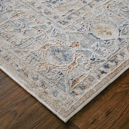 Pasha Transitional Rug - 39M5F by Feizy in ivory, taupe, blue. Made from polyester in a unique style.
