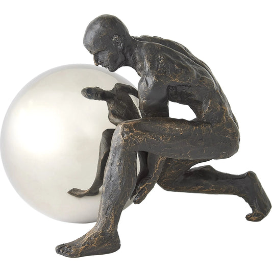 Boulder Man by Global Views. Made from cast iron, stainless steel ball in a modern style.