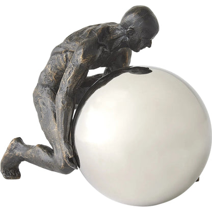 Boulder Man by Global Views. Made from cast iron, stainless steel ball in a modern style.