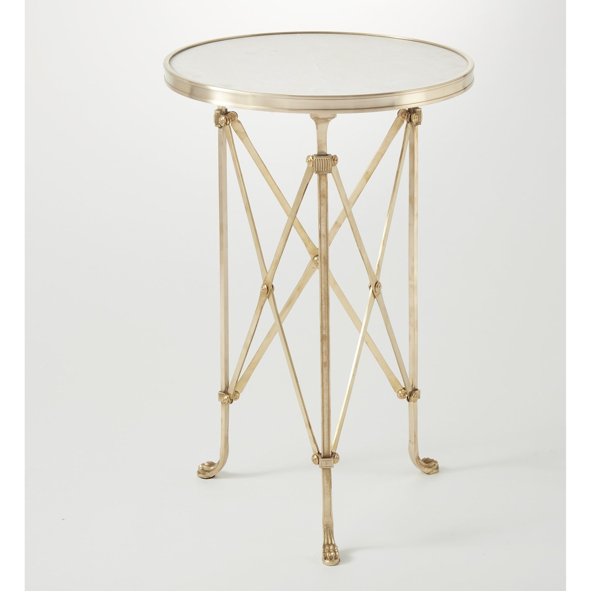 Directoire Table by Global Views in brass. Made from unique in a transitional style.