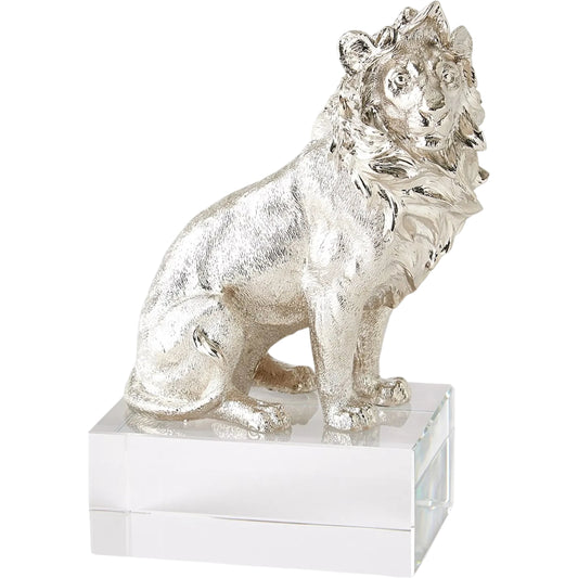 Lion Nickel Sculpture by Global Views in nickel and brass. Made from unique in a modern style.