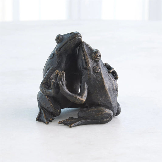 Hugging Frog Sculpture by Global Views in bronze. Made from unique in a modern style.