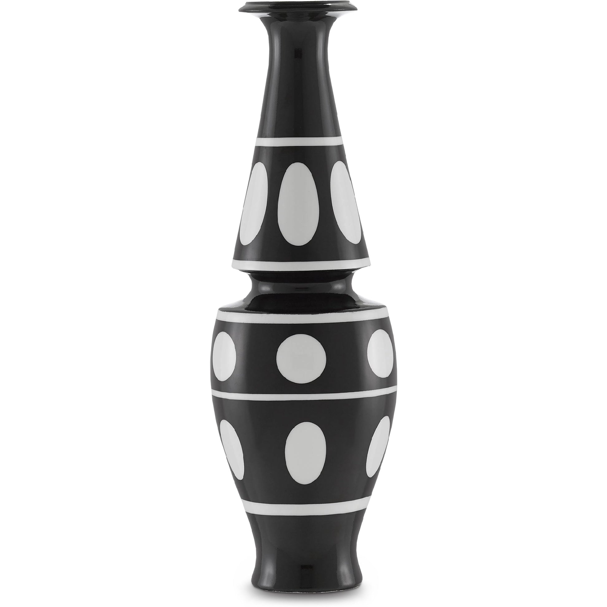 De Luca I Vase by Currey and Company in black, white. Made from porcelain in a modern style.
