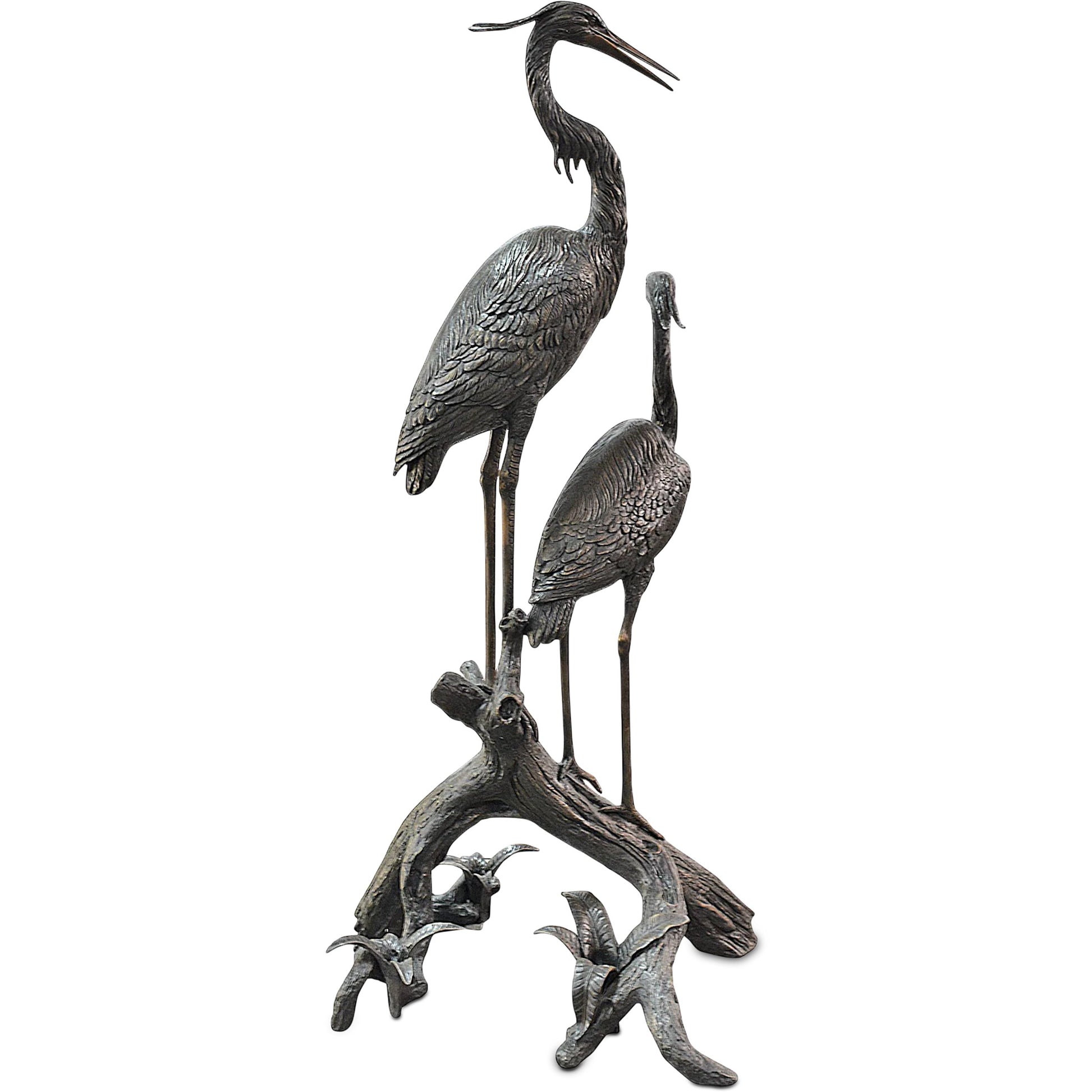 Herons on Branch by Currey and Company in bronze. Made from bronze in a modern style.