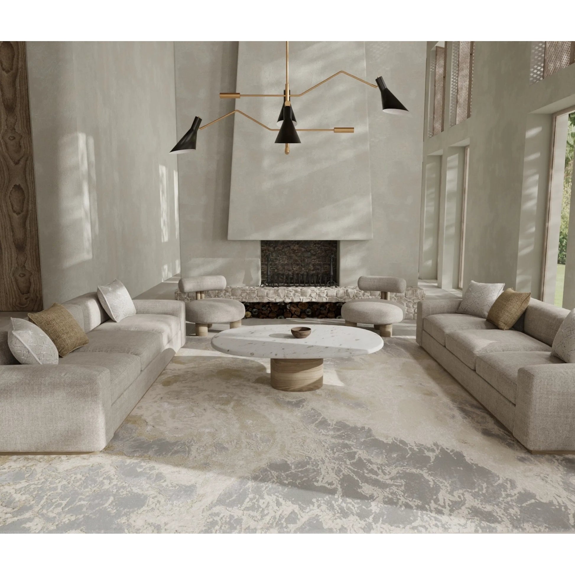 Aura Rug - 3563F by Feizy in ivory, silver, gold. Made from polyester, polypropylene in a unique style.