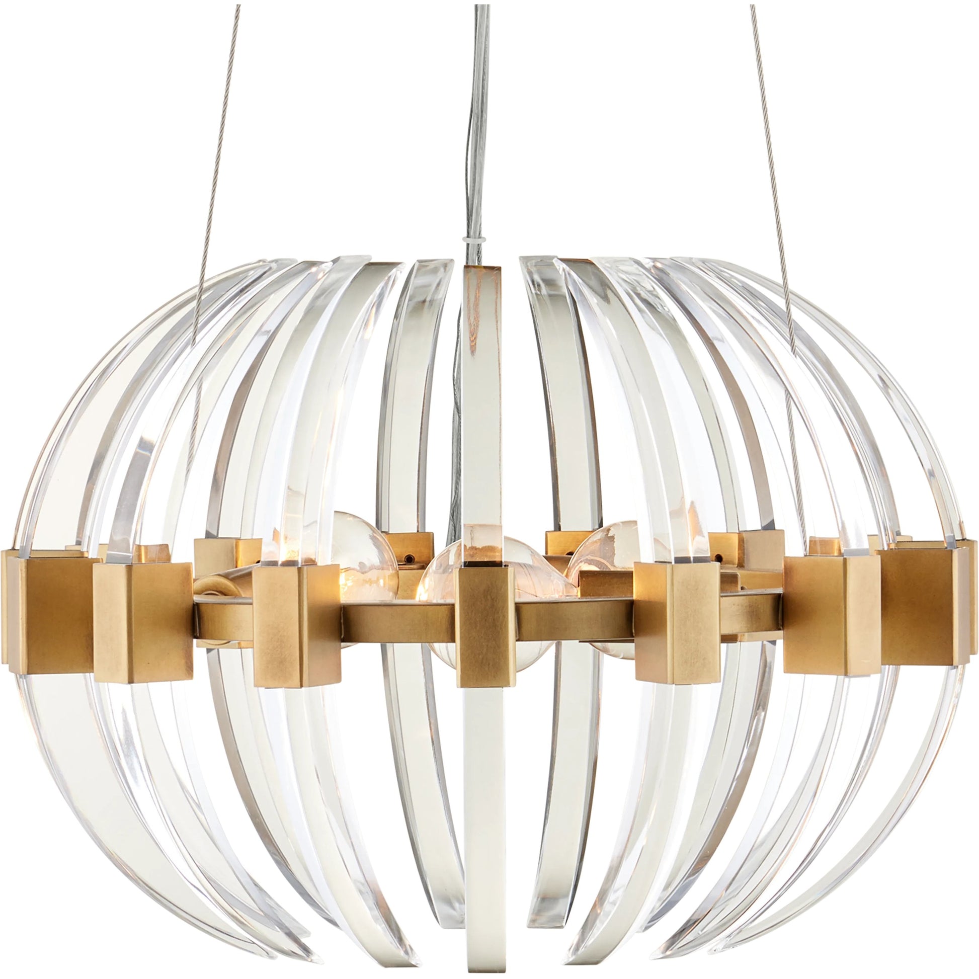 Coquette Small Brass Chandelier by Currey and Company in clear, antique brass. Made from optic crystal, metal in a modern style.