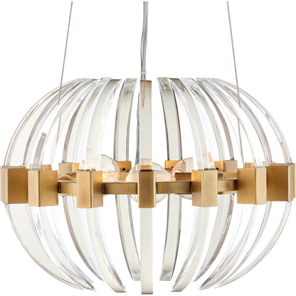Coquette Small Brass Chandelier by Currey and Company in clear, antique brass. Made from optic crystal, metal in a modern style.