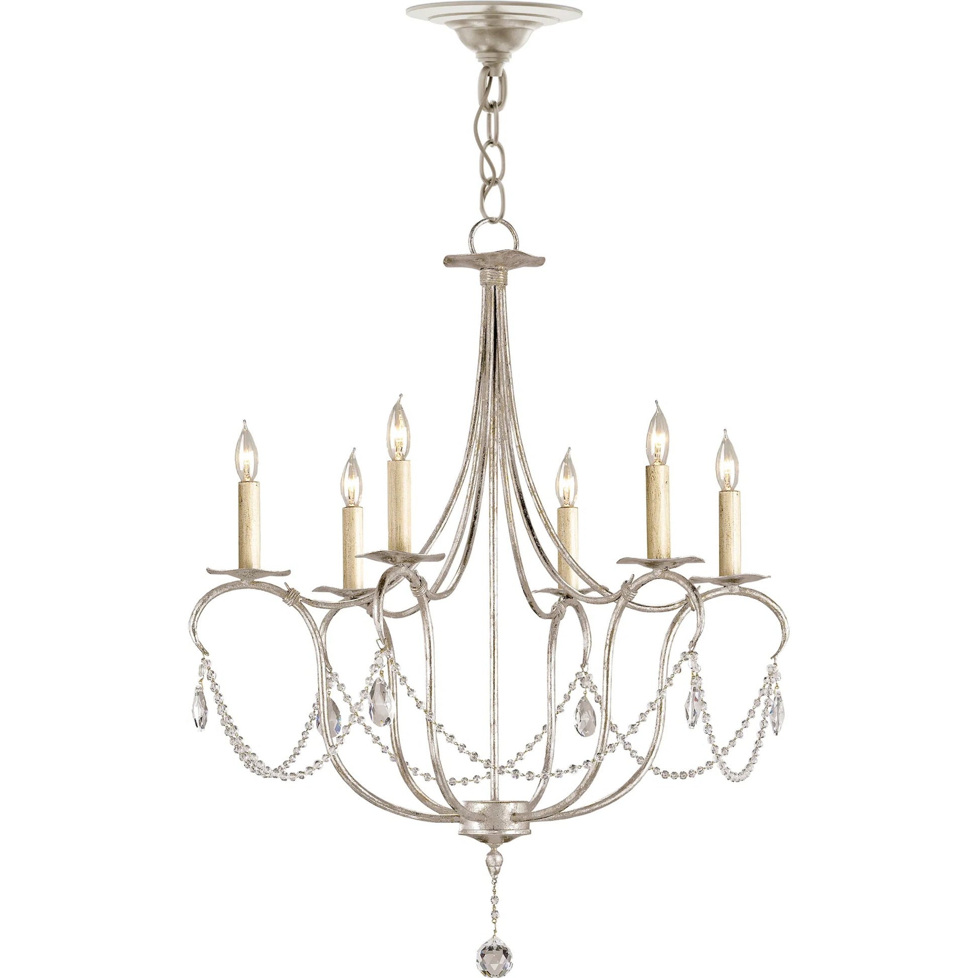 Crystal Light Chandelier by Currey and Company. Made from wrought iron, crystal in a traditional style.