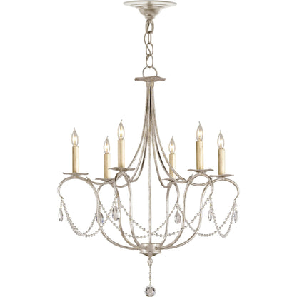 Crystal Light Chandelier by Currey and Company. Made from wrought iron, crystal in a traditional style.