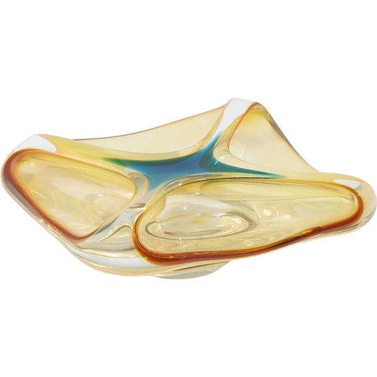 Quattro Vessel by Global Views in blue and amber. Made from unique in a eclectic & global style.