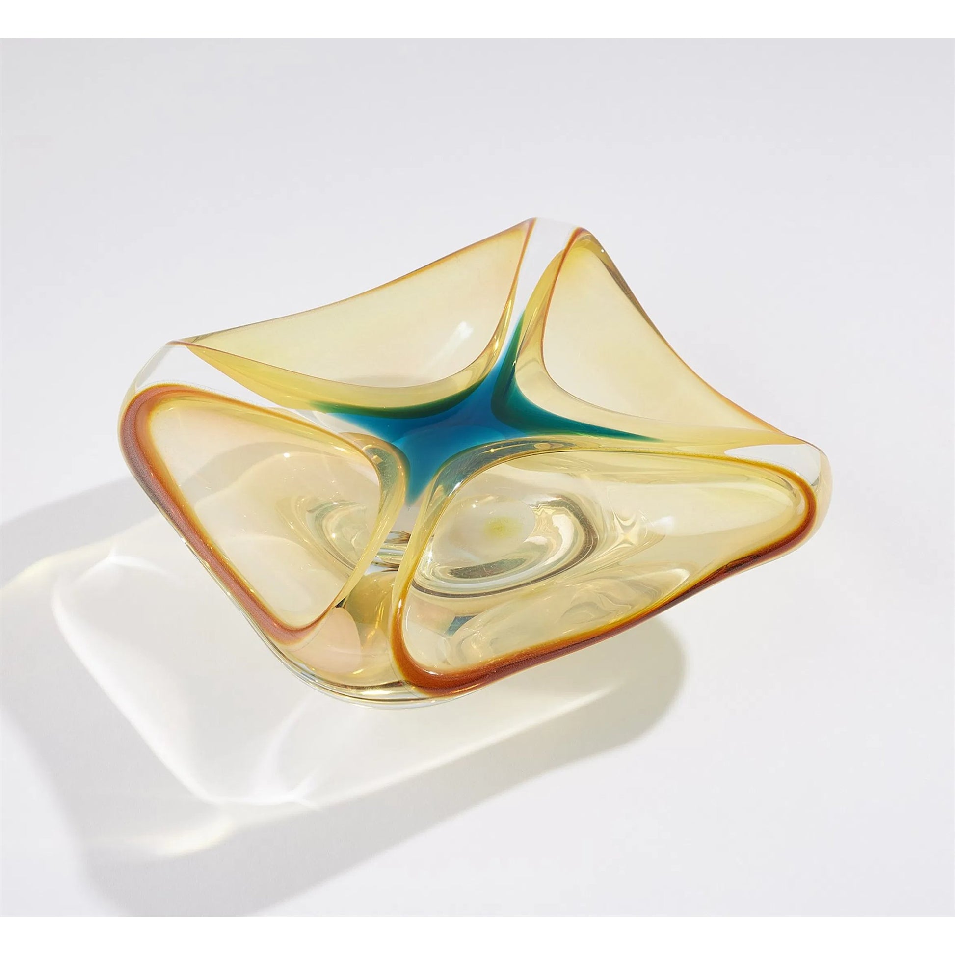 Quattro Vessel by Global Views in blue and amber. Made from unique in a eclectic & global style.