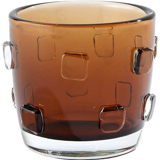Ingot Vase by Global Views in amber. Made from glass in a unique style.