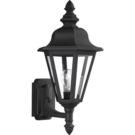Brentwood One Light Outdoor Wall Lantern by Visual Comfort & Co. in black. Made from die cast aluminum in a unique style.