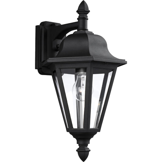 Brentwood One Light Outdoor Wall Lantern by Visual Comfort & Co. in black. Made from die cast aluminum in a unique style.