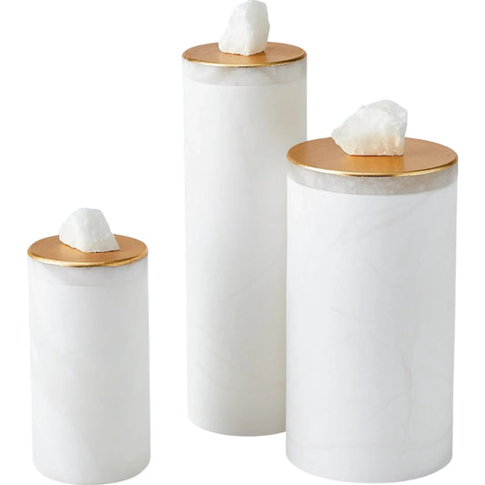Quarry Jar by Global Views in white and gold. Made from unique in a unique style.