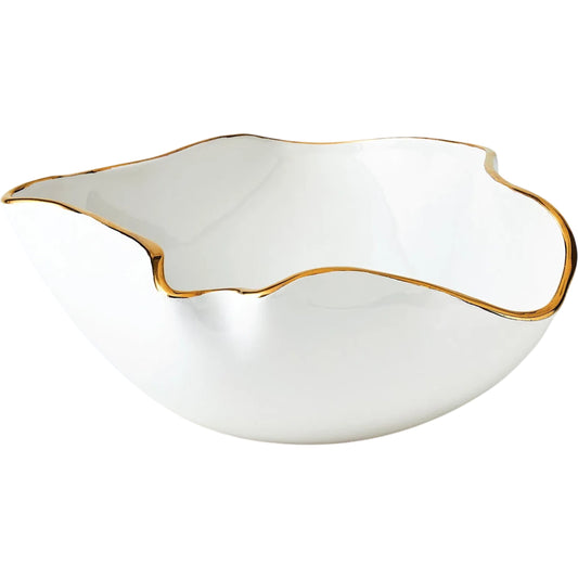 Currents Bowl by Global Views in white, gold. Made from ceramic in a unique style.