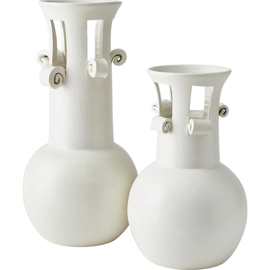 Spiral Handle Vase by Global Views in matte white. Made from unique in a unique style.