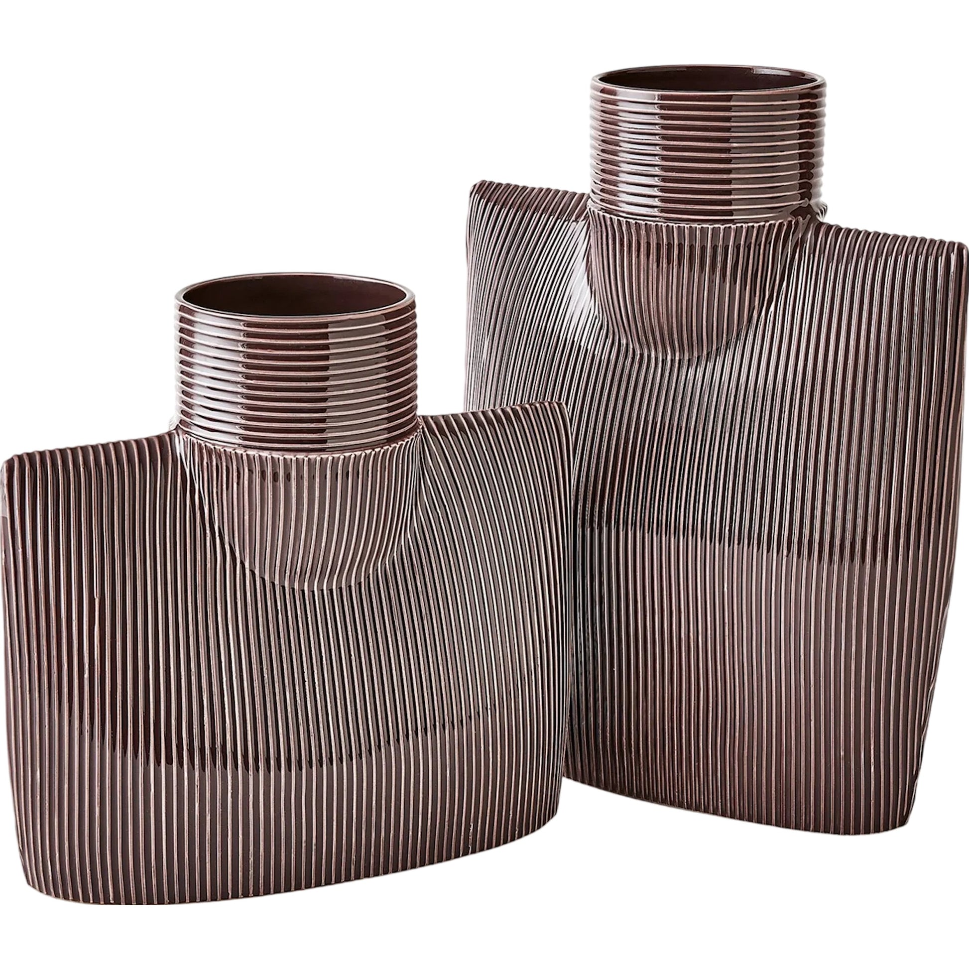 Ribbed Collar Vase by Global Views in plum. Made from unique in a eclectic & global style.