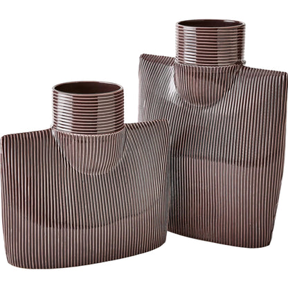 Ribbed Collar Vase by Global Views in plum. Made from unique in a eclectic & global style.