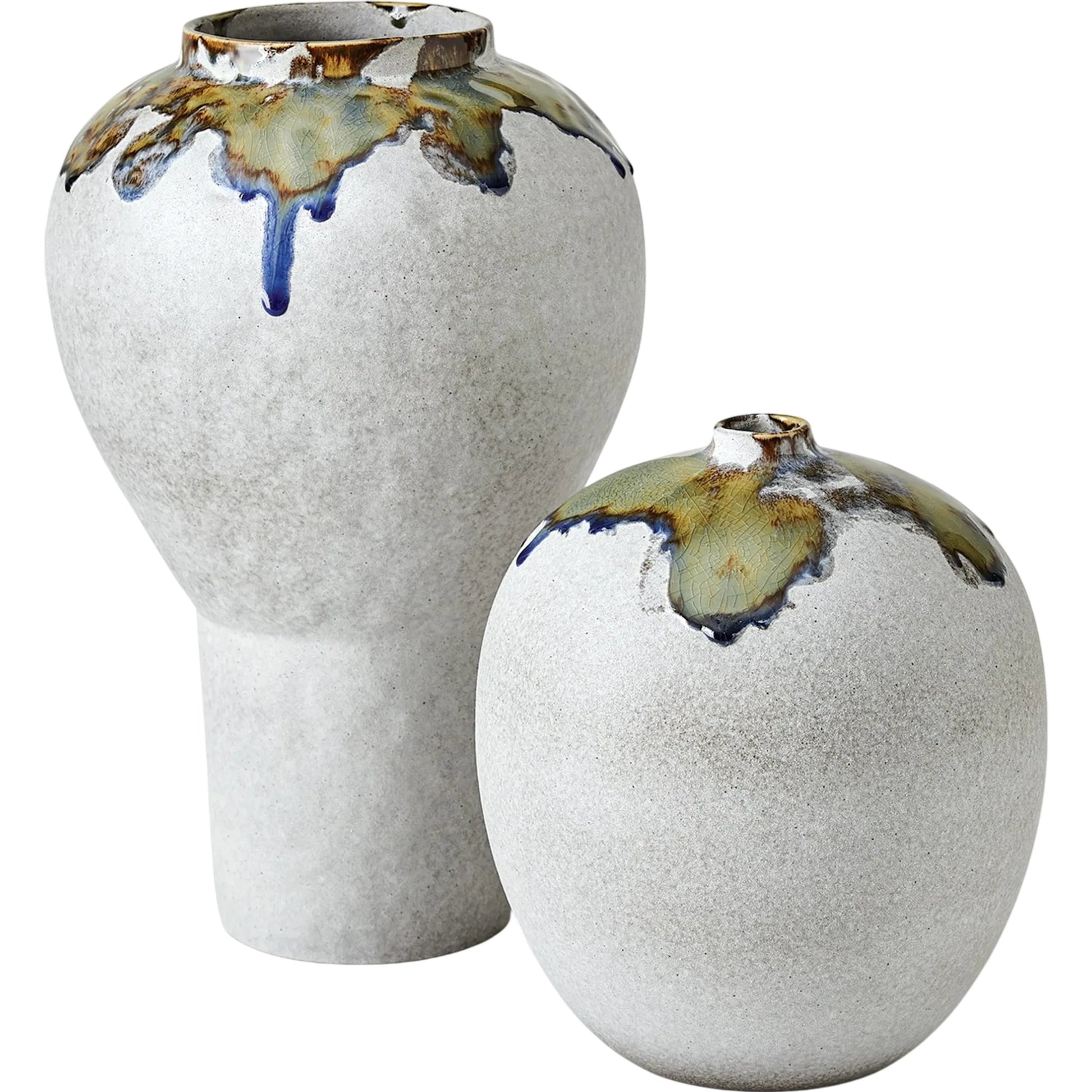 Volcan Vase by Global Views in grey, reactive green. Made from ceramic in a eclectic & global style.
