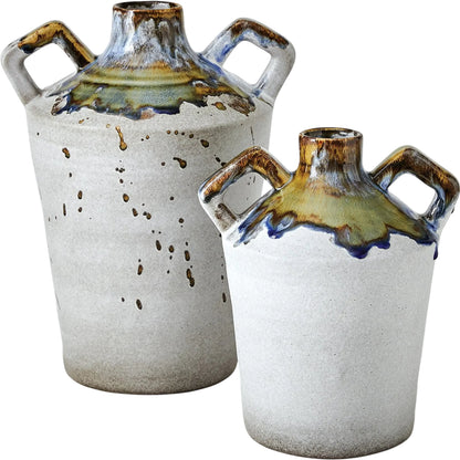 Volcan Handled Jar by Global Views in grey, reactive green. Made from ceramic in a eclectic & global style.
