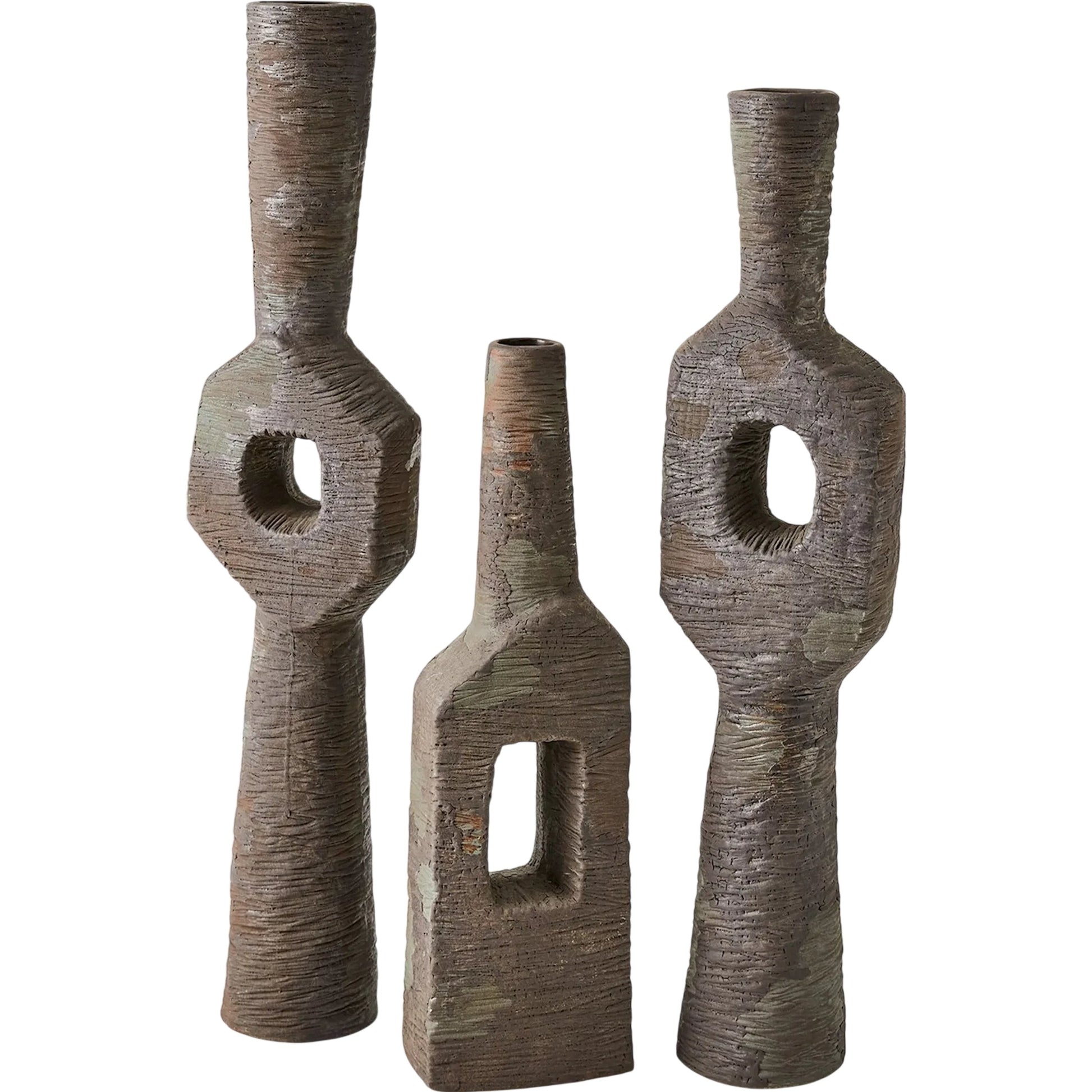 Ebba Vase by Global Views in brown. Made from unique in a rustic style.