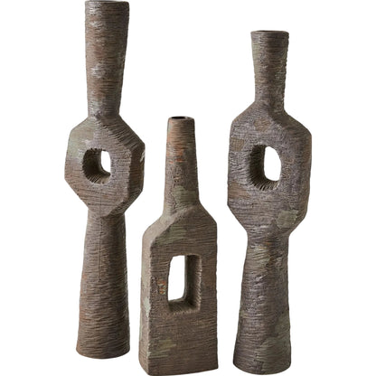Ebba Vase by Global Views in brown. Made from unique in a rustic style.