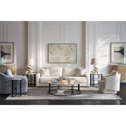 Hollis Grande Sofa by Fairfield Chair in cream and white. Made from beech solids in a unique style.