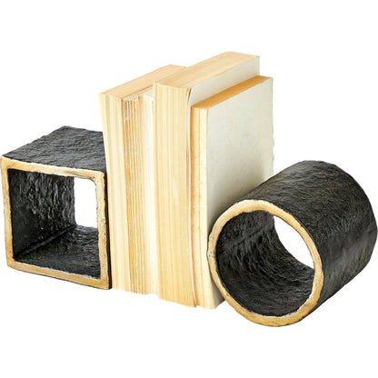 Geometry Bookends by Global Views in gold and brass. Made from unique in a modern style.