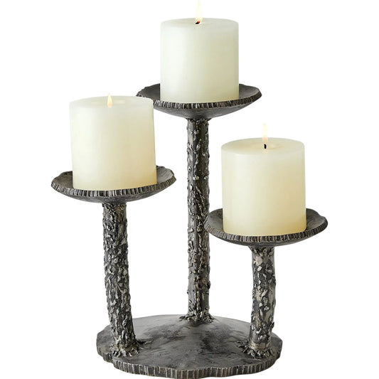 Forest Blossom Candle Holder by Global Views in natural and metallic. Made from unique in a traditional style.