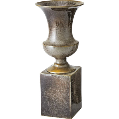 Pedestal Vase by Global Views in reactive silver. Made from ceramic in a modern style.