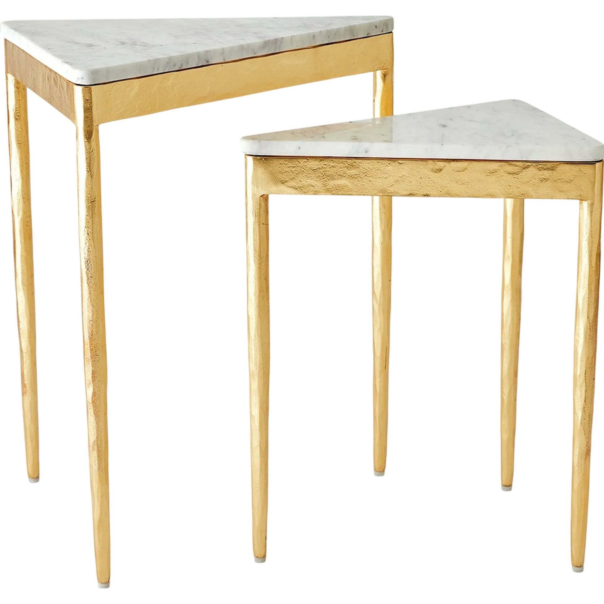 Triangular Nesting Tables (Set of 2) by Global Views. Made from iron, marble in a transitional style.