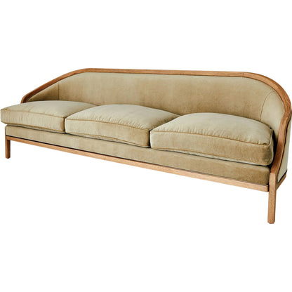 Tailored Sofa by Global Views in red and bleached oak. Made from unique in a traditional style.