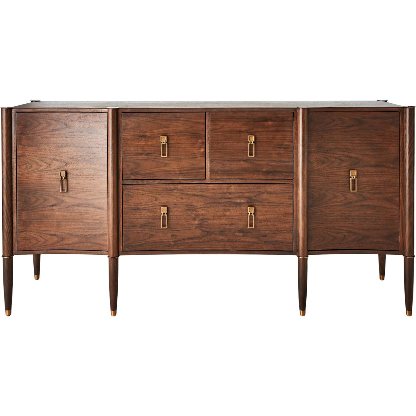 000 SI-2446261 | Primary Silo | Triple Curve Cabinet by Global Views in walnut. Made from walnut wood, brass in a traditional style.