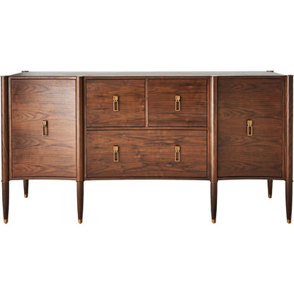Triple Curve Cabinet by Global Views in walnut. Made from walnut wood, brass in a traditional style.