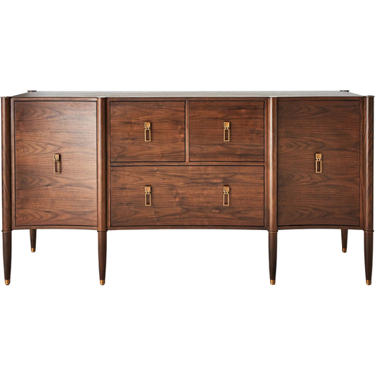 Triple Curve Cabinet by Global Views in walnut. Made from walnut wood, brass in a unique style.