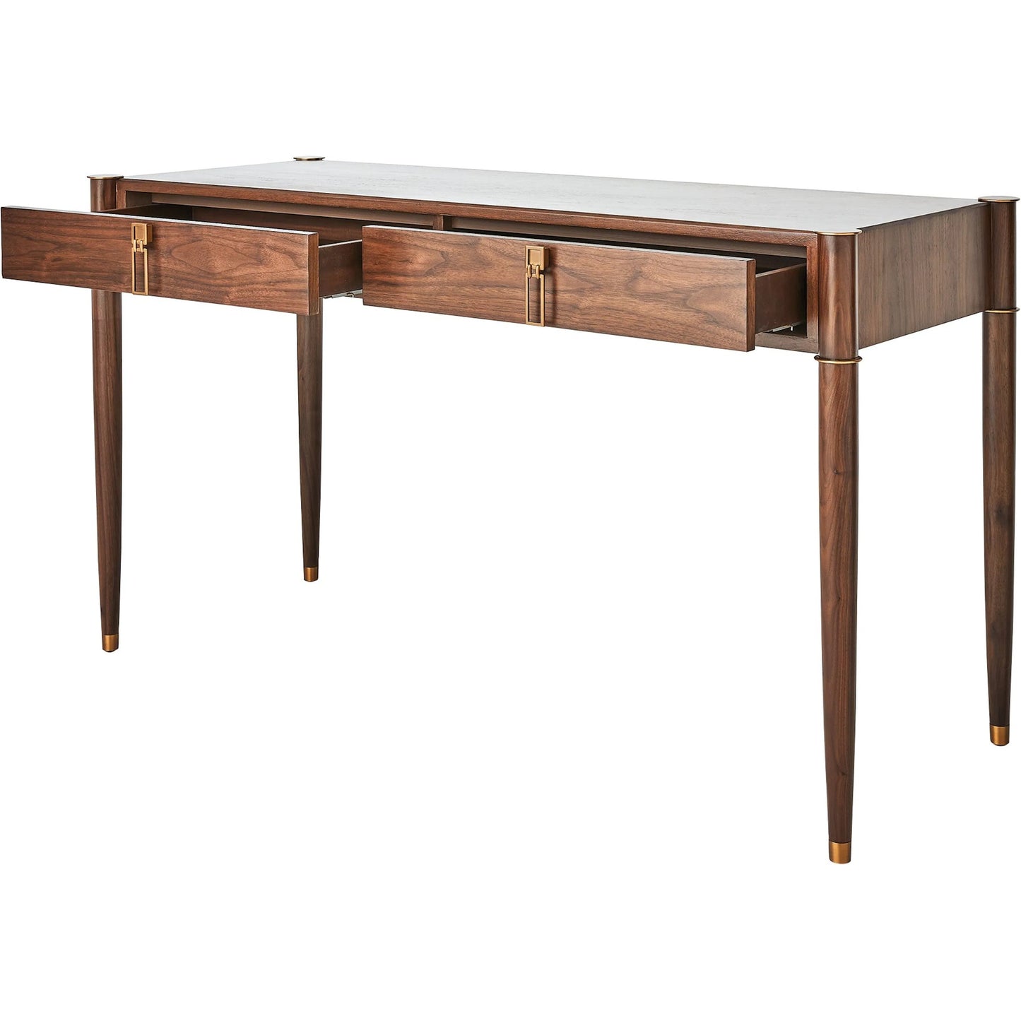 012 SI-2324618 | Additional Silo | Triple Curve Desk by Global Views in walnut and aged brass. Made from unique in a traditional style.
