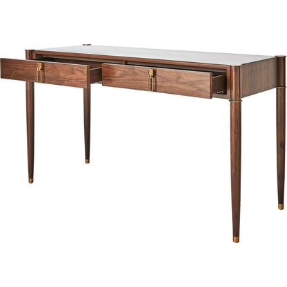 Triple Curve Desk by Global Views in walnut and aged brass. Made from unique in a traditional style.