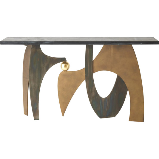 Mobile Console by Global Views in gold, natural, black, tan and marble. Made from unique in a unique style.