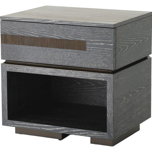 Brazil Bedside Chest by Global Views in black and bronze. Made from unique in a unique style.