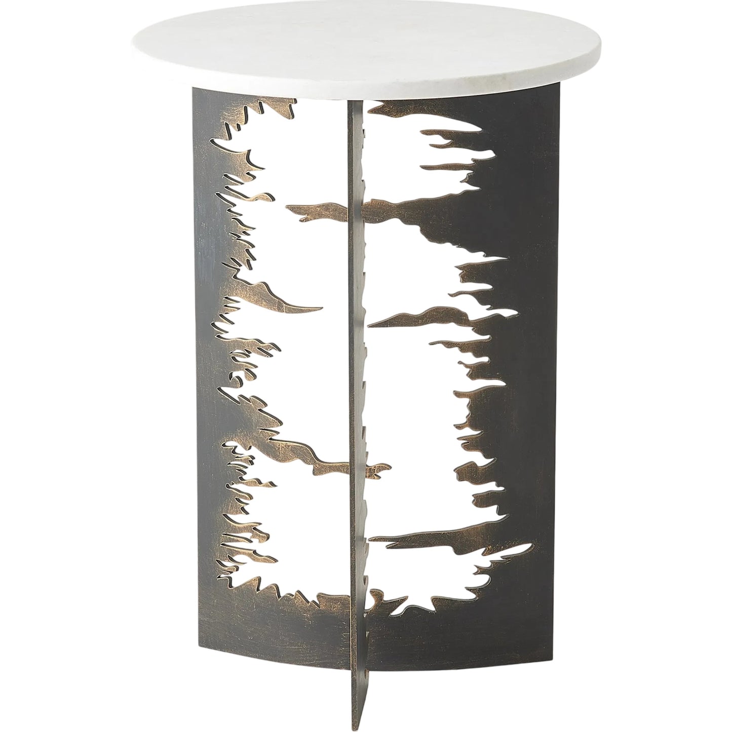 000 SI-2445989 | Primary Silo | Cut Out Table by Global Views in bronze. Made from iron, white marble in a modern style.