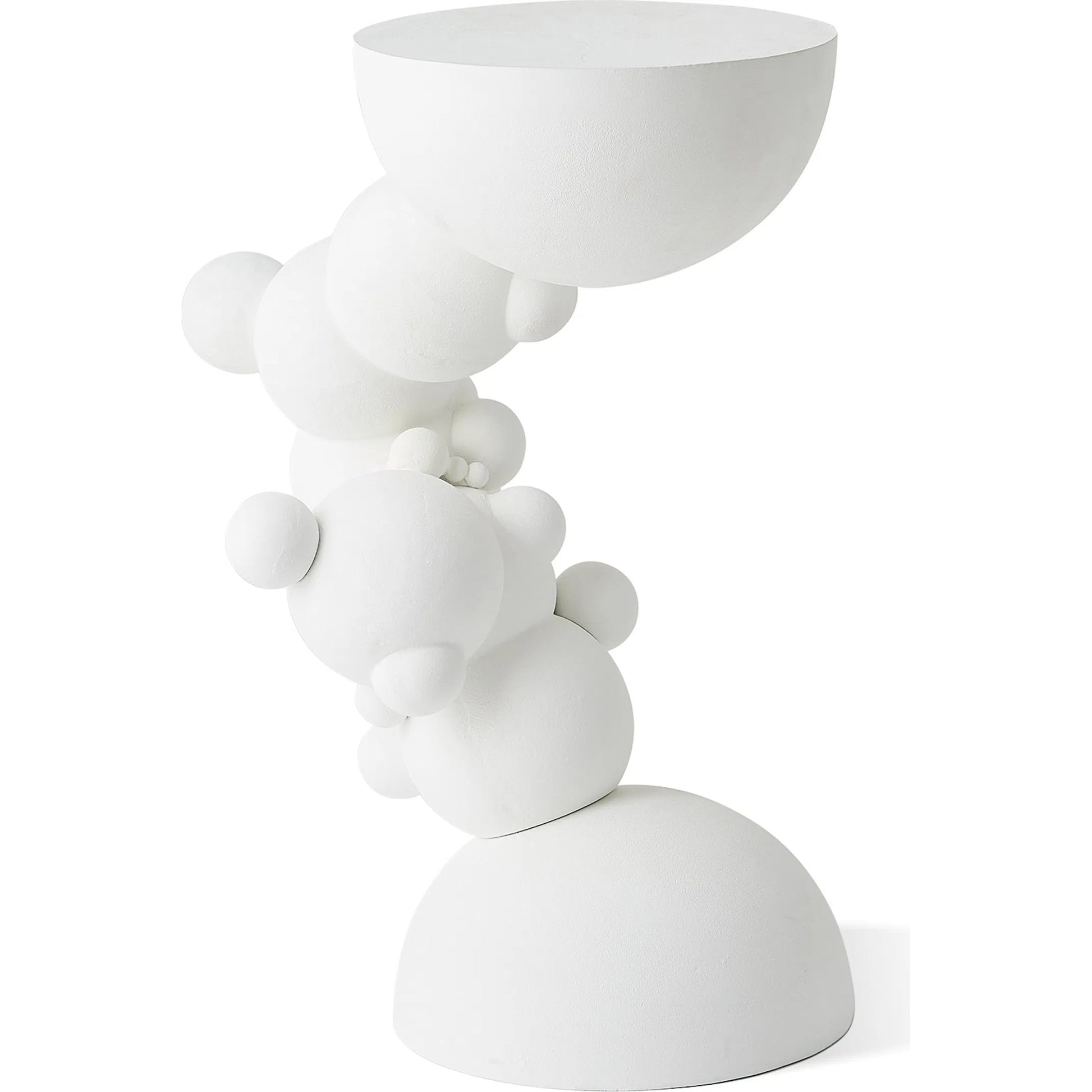 Bubbles Side Table by Global Views in matte white. Made from cast aluminum in a modern style.